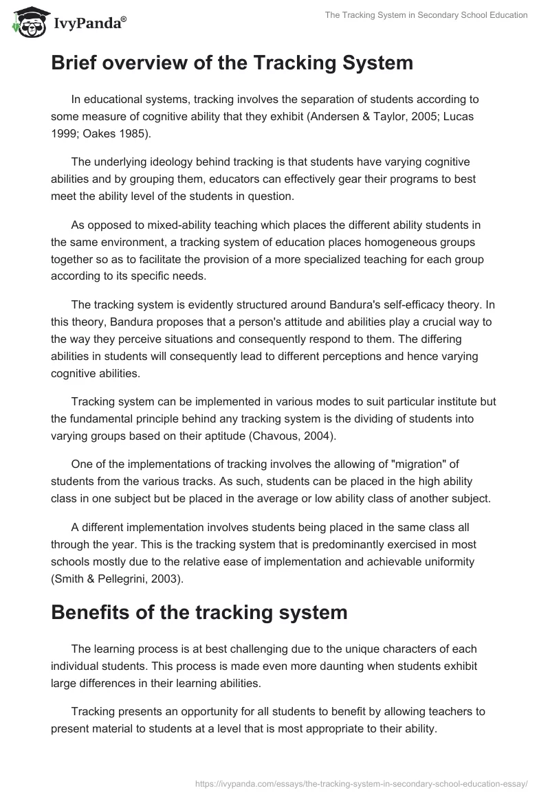 The Tracking System in Secondary School Education. Page 2