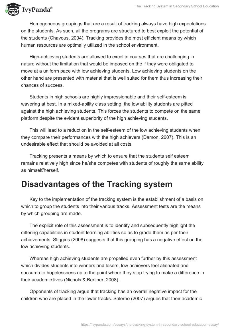 The Tracking System in Secondary School Education. Page 4