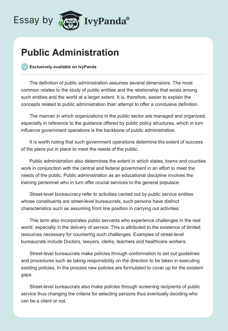 Public Administration. Page 1