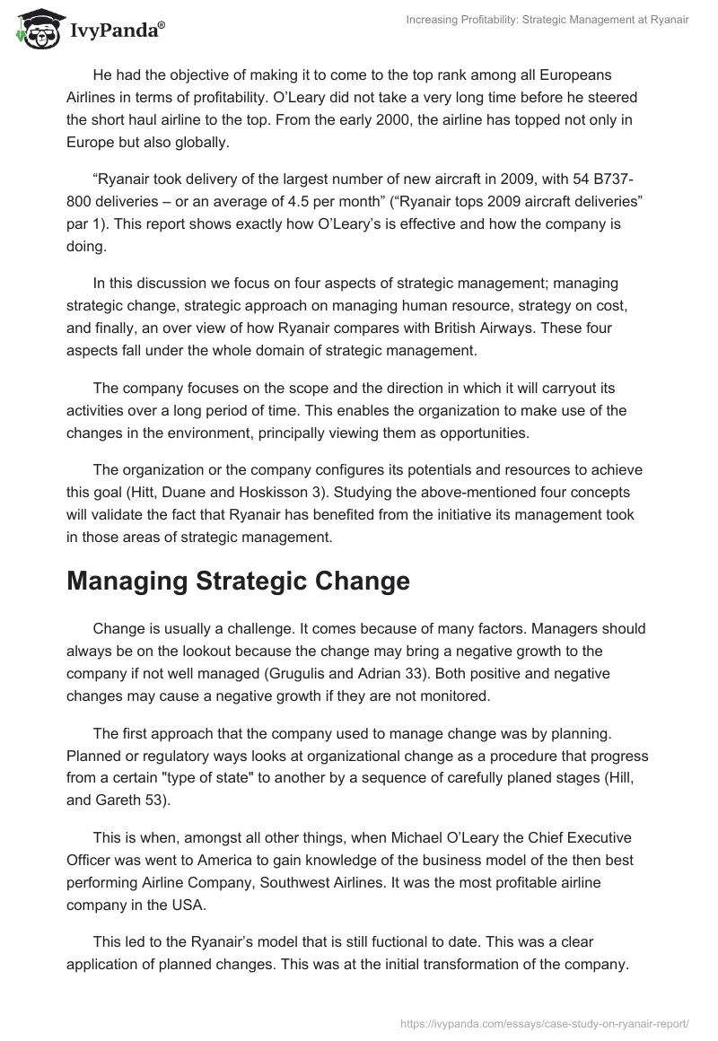 Increasing Profitability: Strategic Management at Ryanair. Page 2