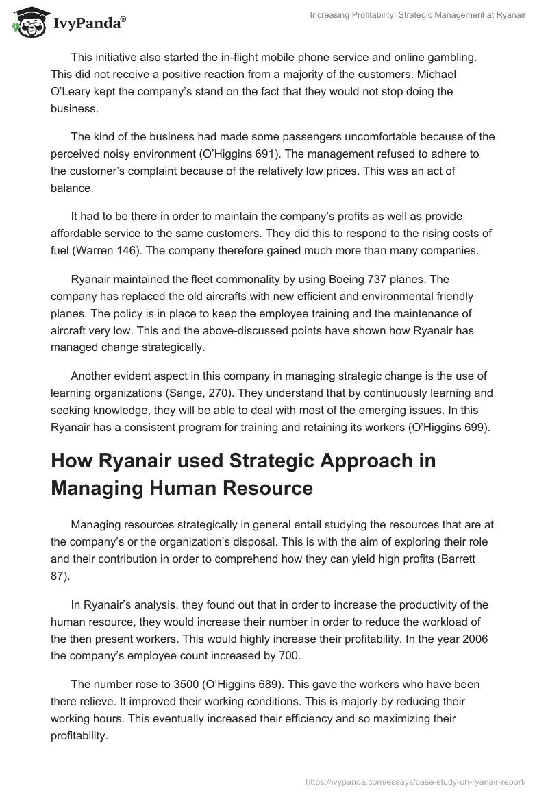Increasing Profitability: Strategic Management at Ryanair. Page 4