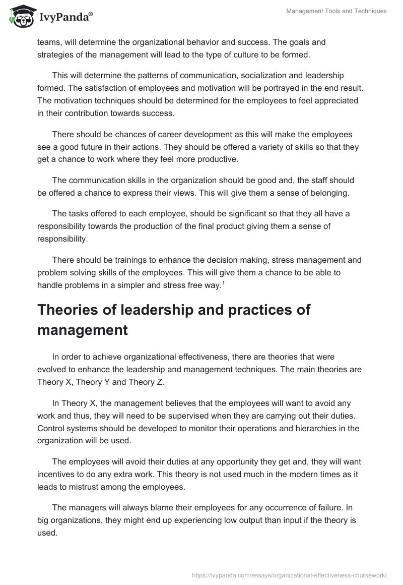 Management Tools and Techniques. Page 2