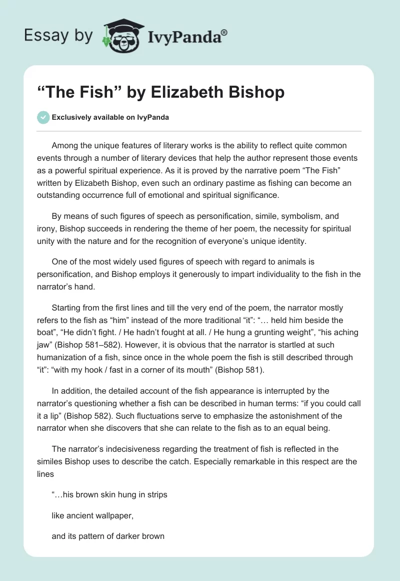 “The Fish” by Elizabeth Bishop. Page 1