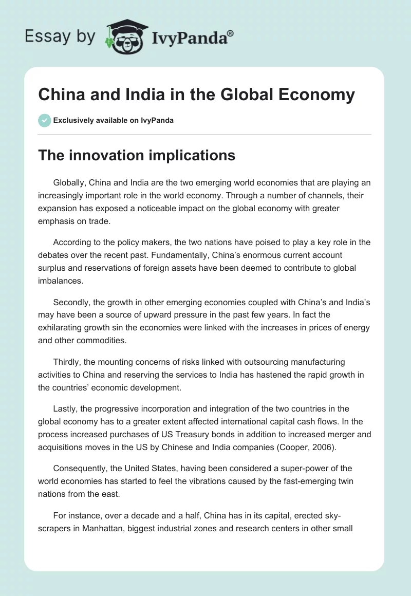 China and India in the Global Economy. Page 1