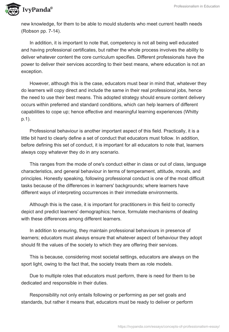 Professionalism in Education. Page 3