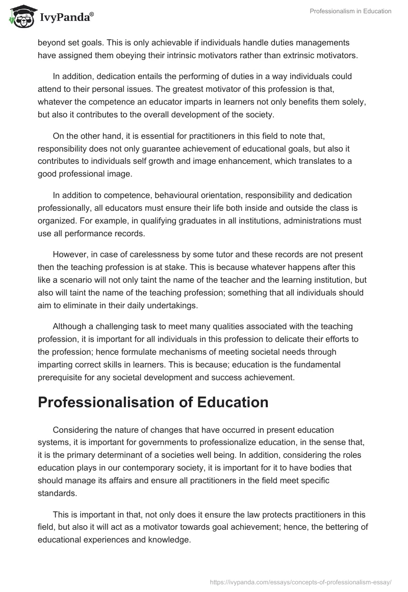 Professionalism in Education. Page 4