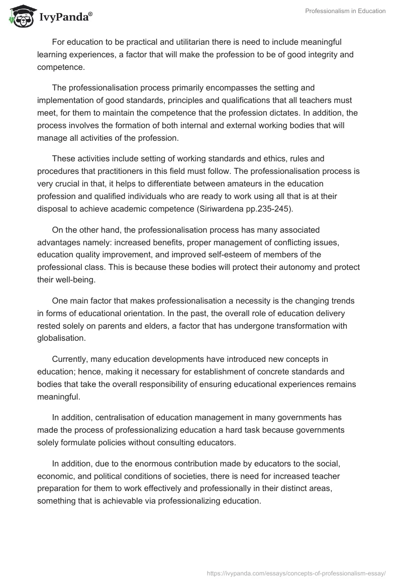 Professionalism in Education. Page 5