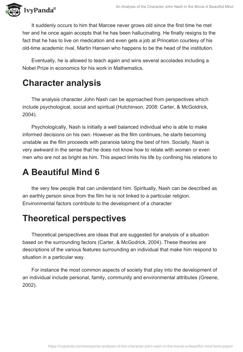 An Analysis of the Character John Nash in the Movie A Beautiful Mind. Page 3