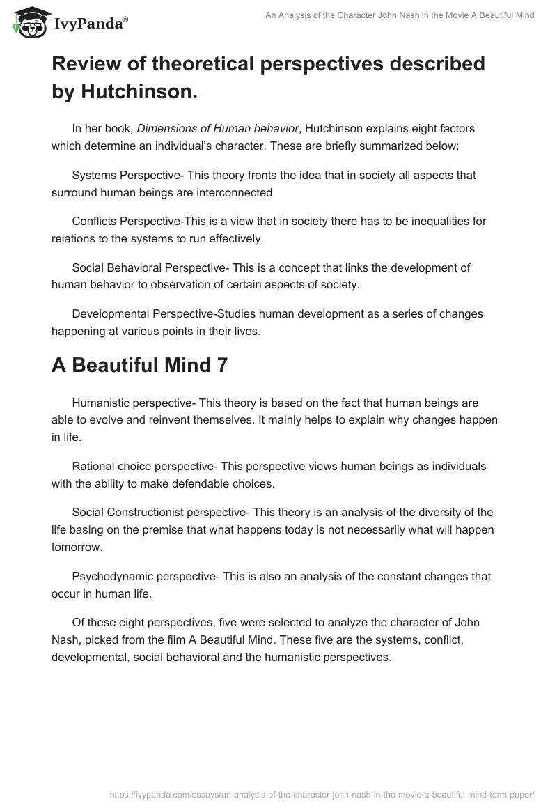 An Analysis of the Character John Nash in the Movie A Beautiful Mind. Page 4
