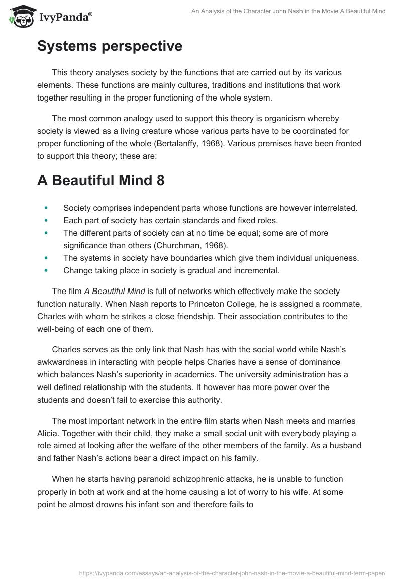 An Analysis of the Character John Nash in the Movie A Beautiful Mind. Page 5