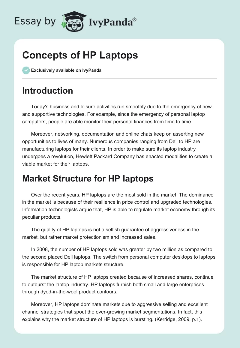 Concepts of HP Laptops. Page 1