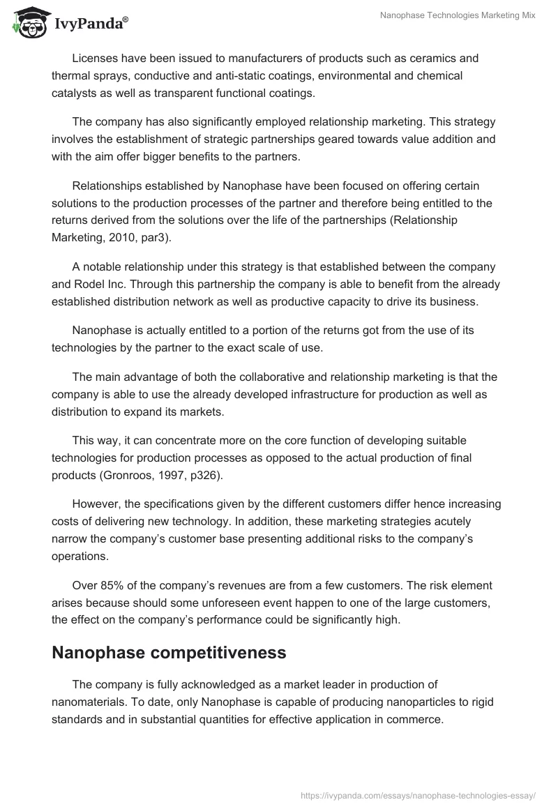 Nanophase Technologies Marketing Mix. Page 3