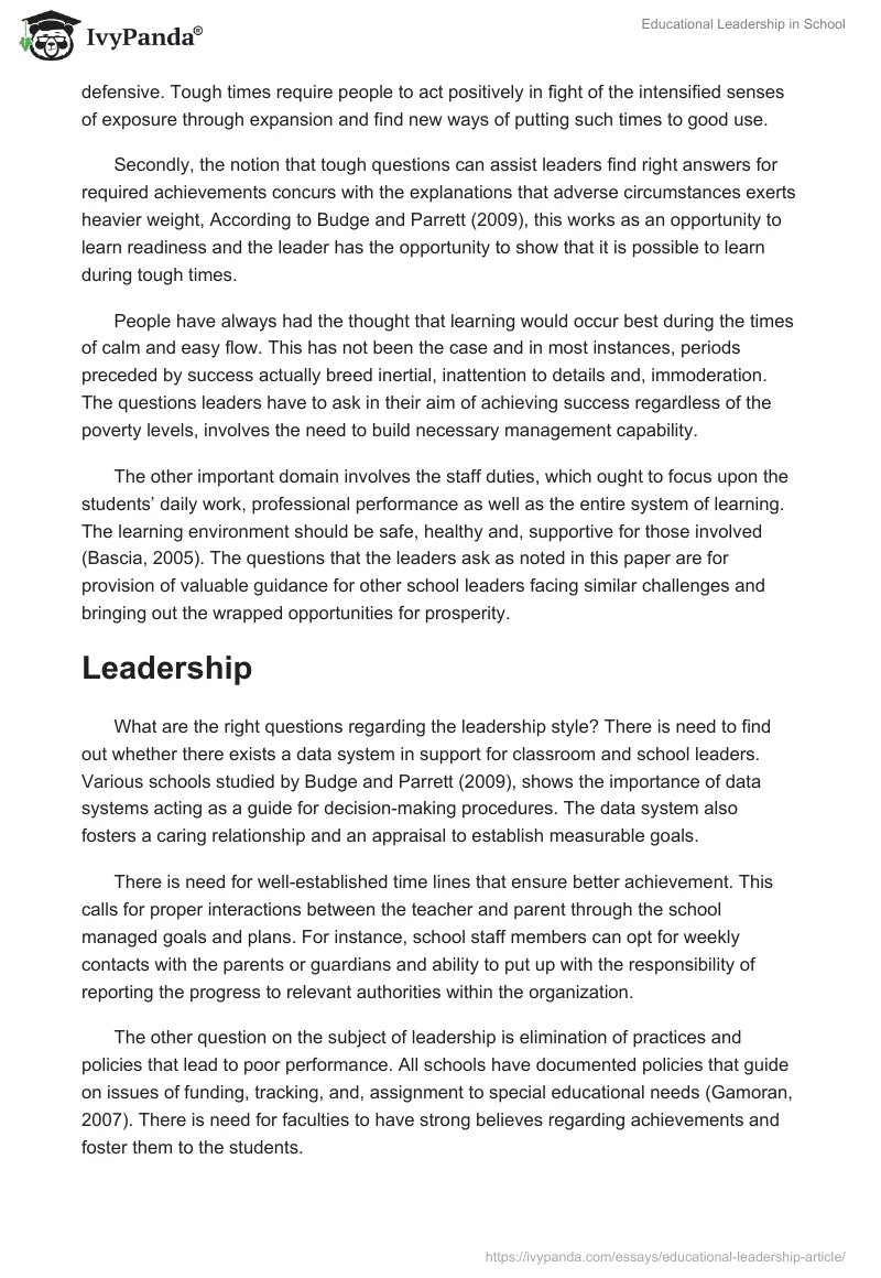 Educational Leadership in School. Page 2