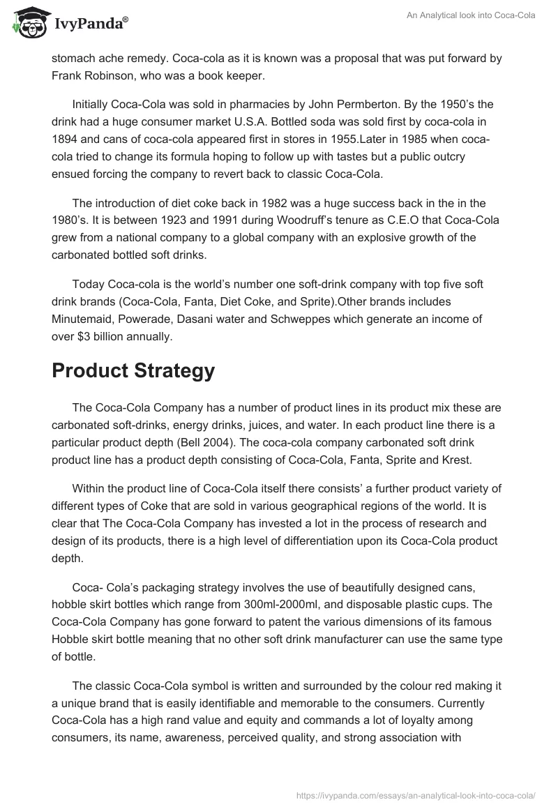 An Analytical Look Into Coca-Cola. Page 2