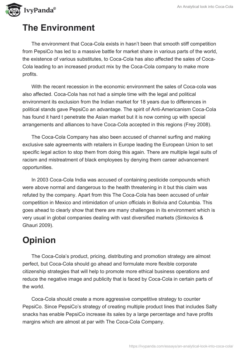 An Analytical Look Into Coca-Cola. Page 5