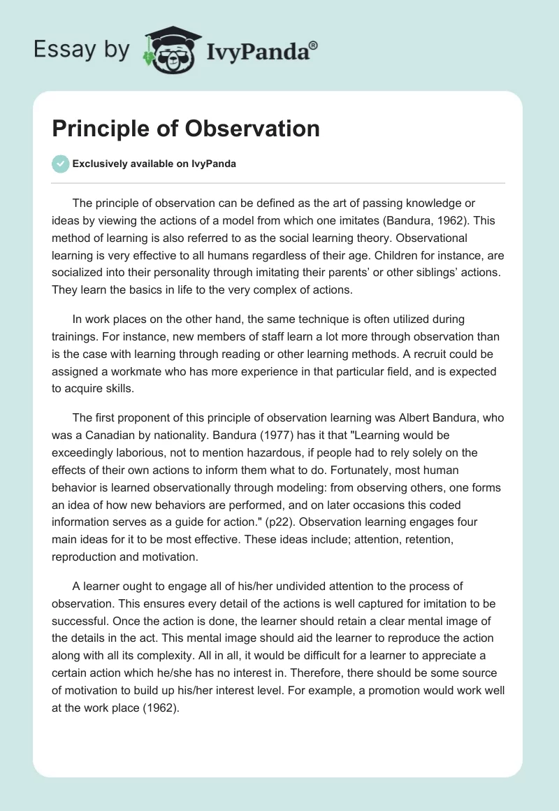Principle of Observation. Page 1