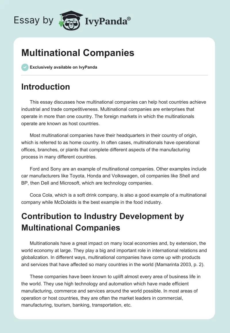 Multinational Companies. Page 1