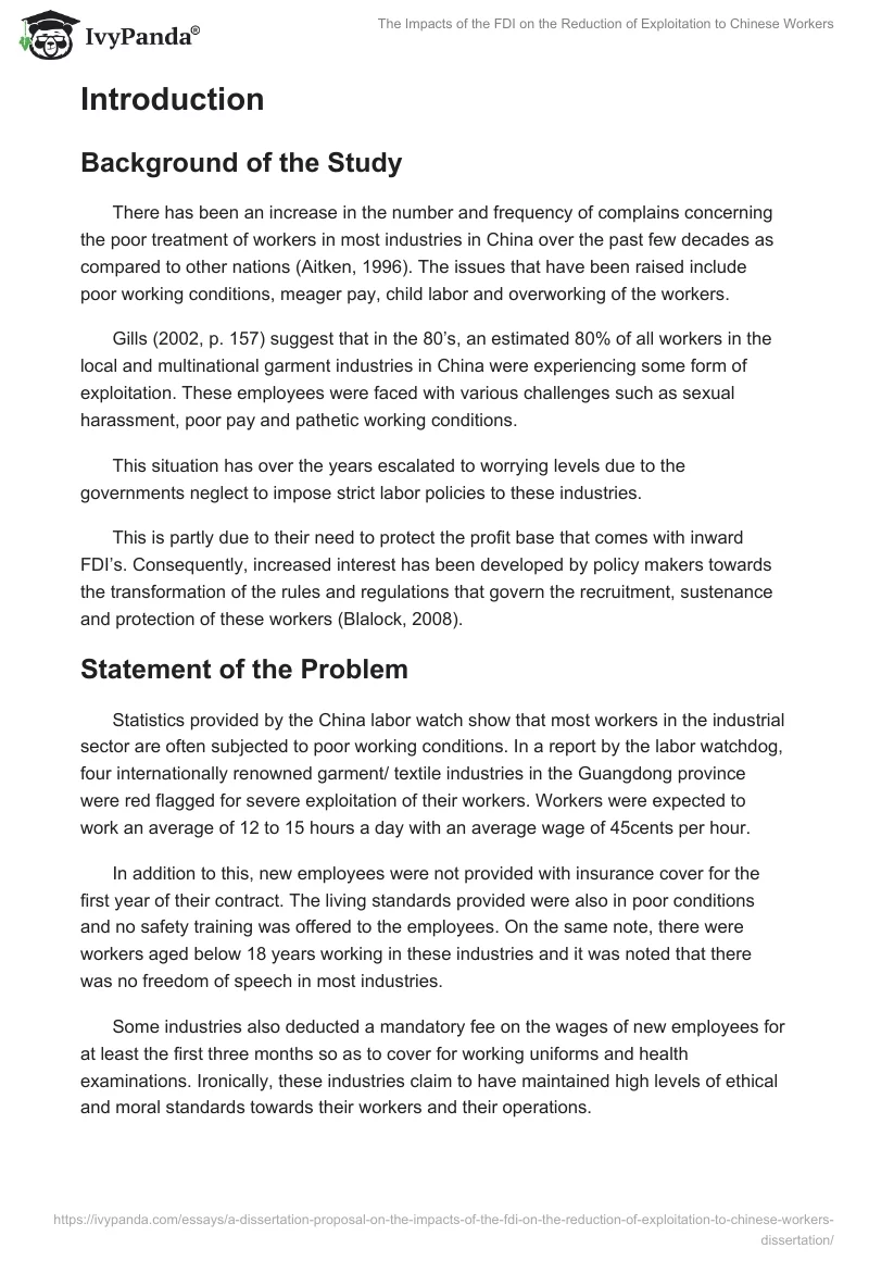 The Impacts of the FDI on the Reduction of Exploitation to Chinese Workers. Page 2