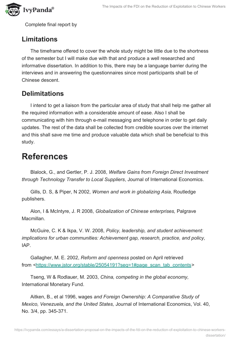 The Impacts of the FDI on the Reduction of Exploitation to Chinese Workers. Page 5