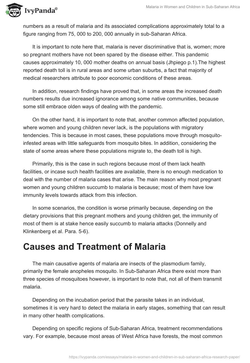Malaria in Women and Children in Sub-Saharan Africa. Page 3