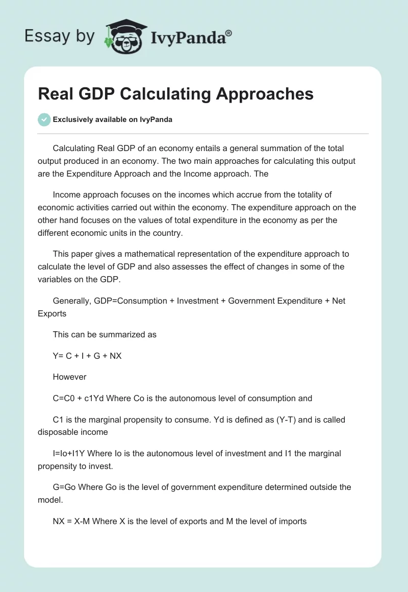 Real GDP Calculating Approaches. Page 1