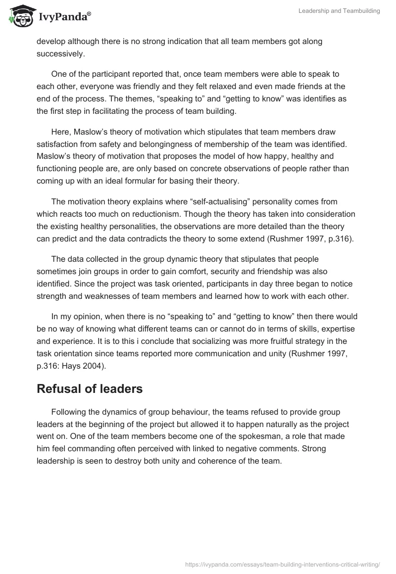 Leadership and Teambuilding. Page 4