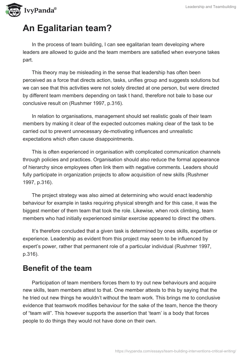 Leadership and Teambuilding. Page 5