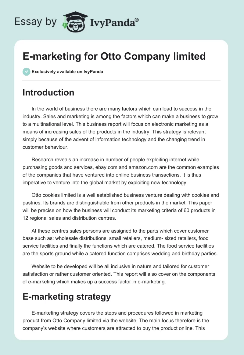 E-marketing for Otto Company limited. Page 1
