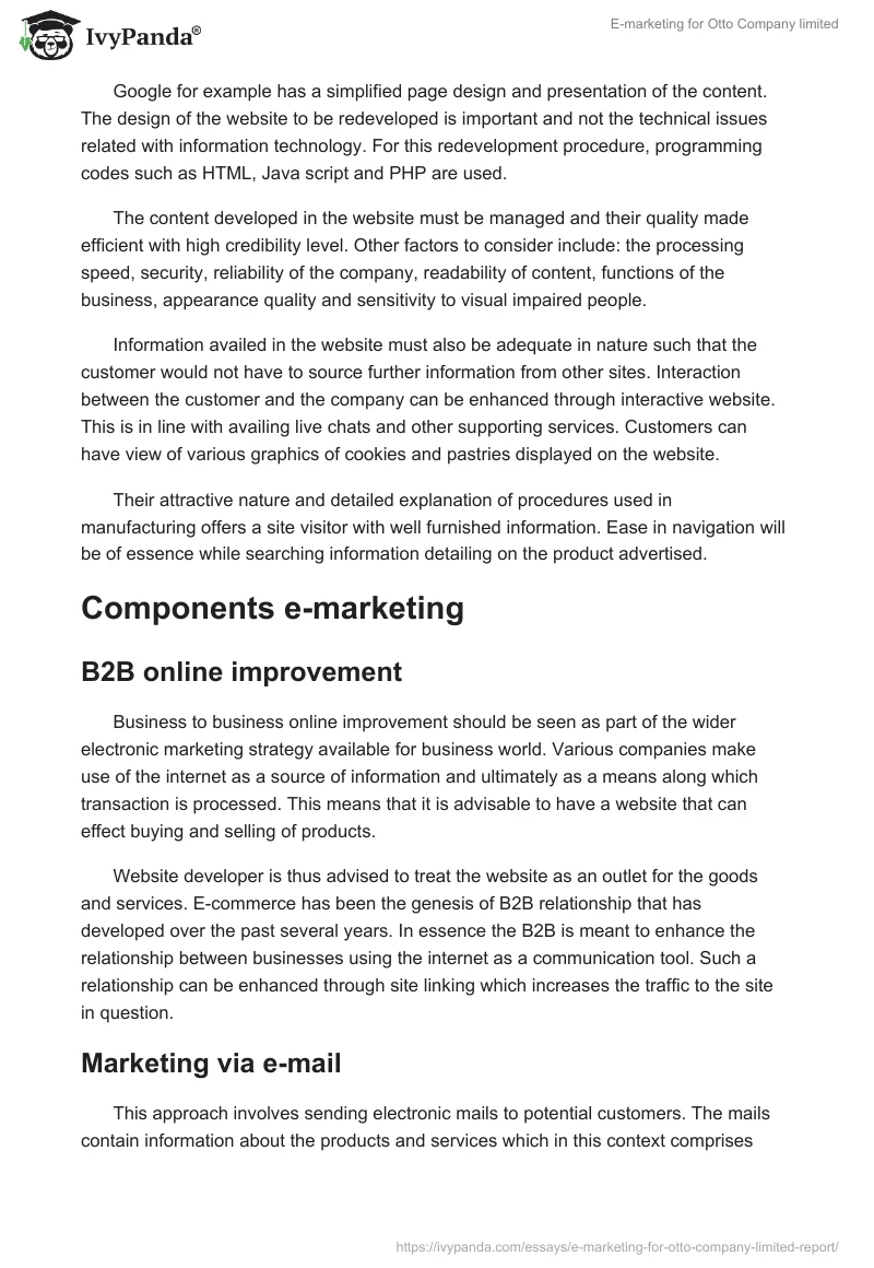 E-marketing for Otto Company limited. Page 3
