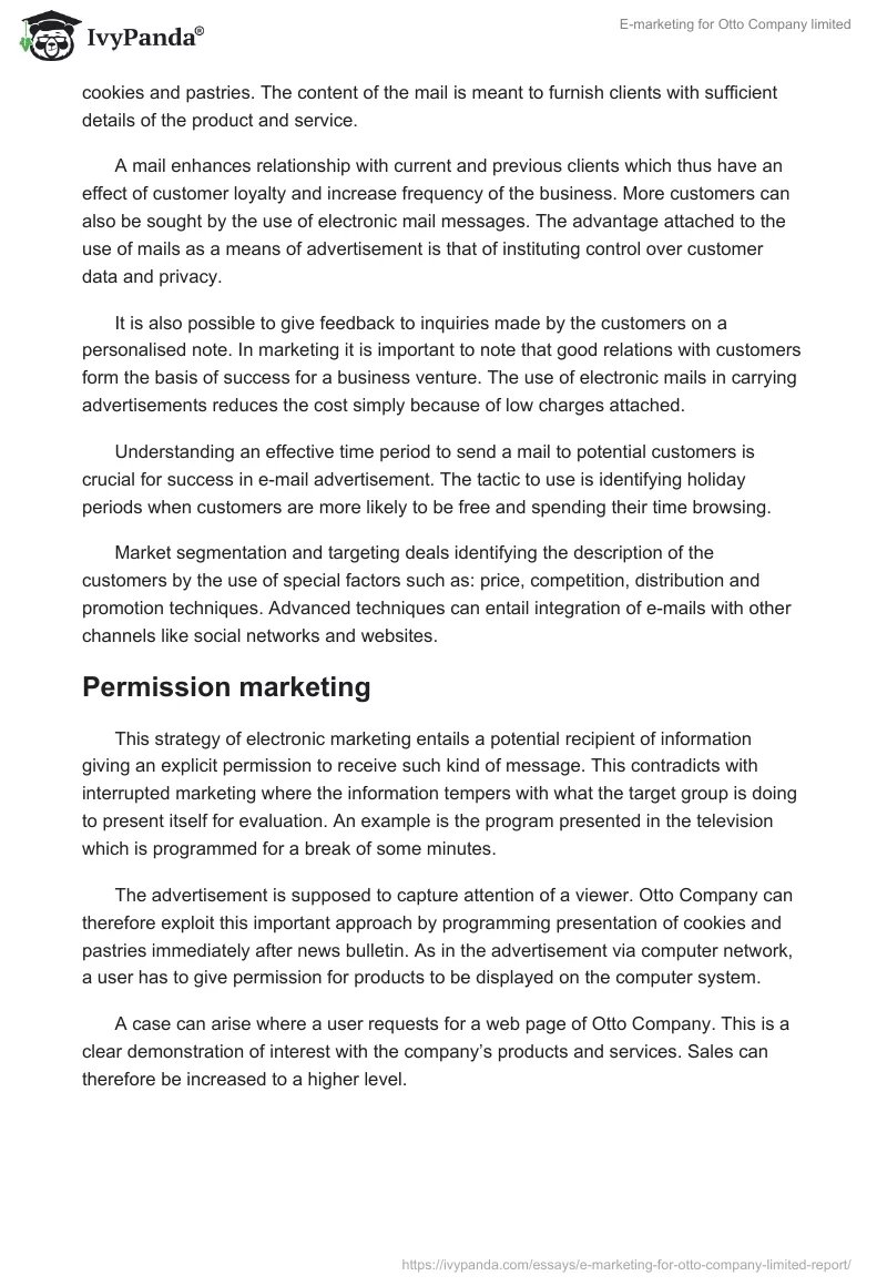 E-marketing for Otto Company limited. Page 4