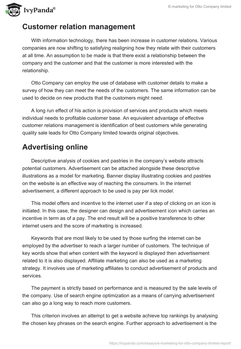 E-marketing for Otto Company limited. Page 5