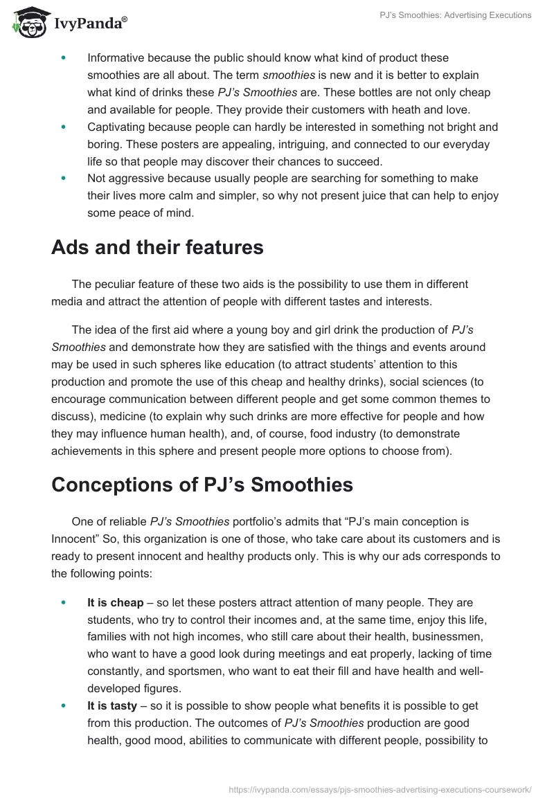 PJ’s Smoothies: Advertising Executions. Page 5