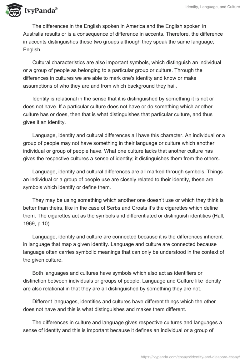 Identity, Language, and Culture. Page 2
