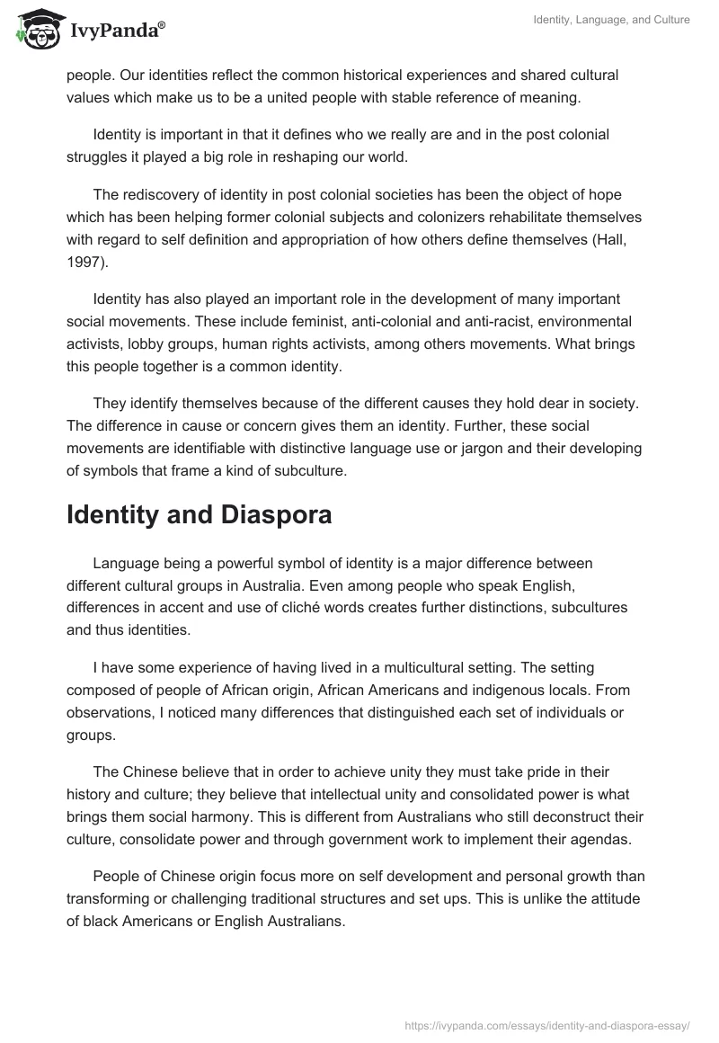 Identity, Language, and Culture. Page 3