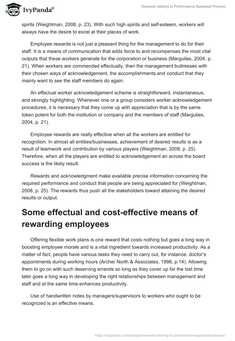 Rewards Relating to Performance Appraisal Process. Page 4