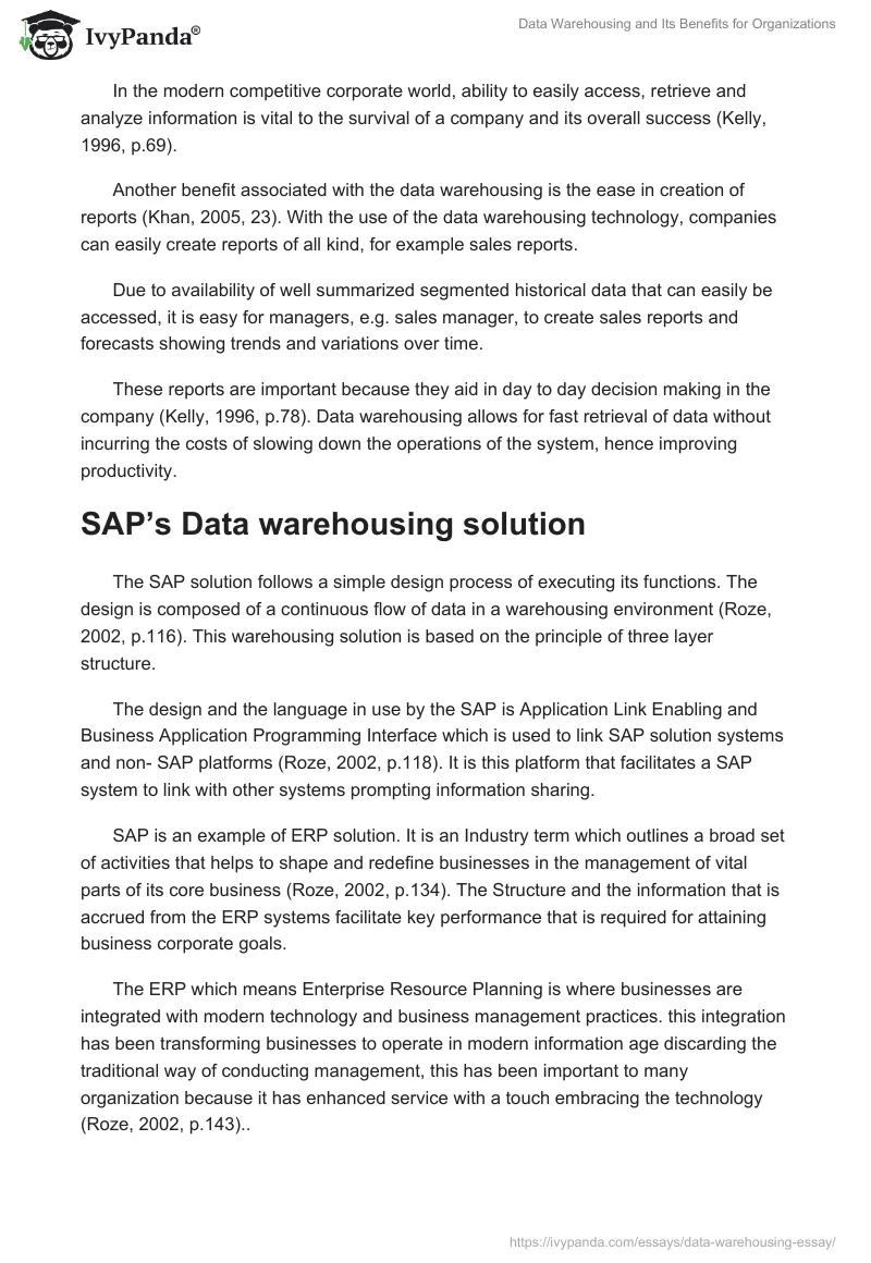 Data Warehousing and Its Benefits for Organizations. Page 2