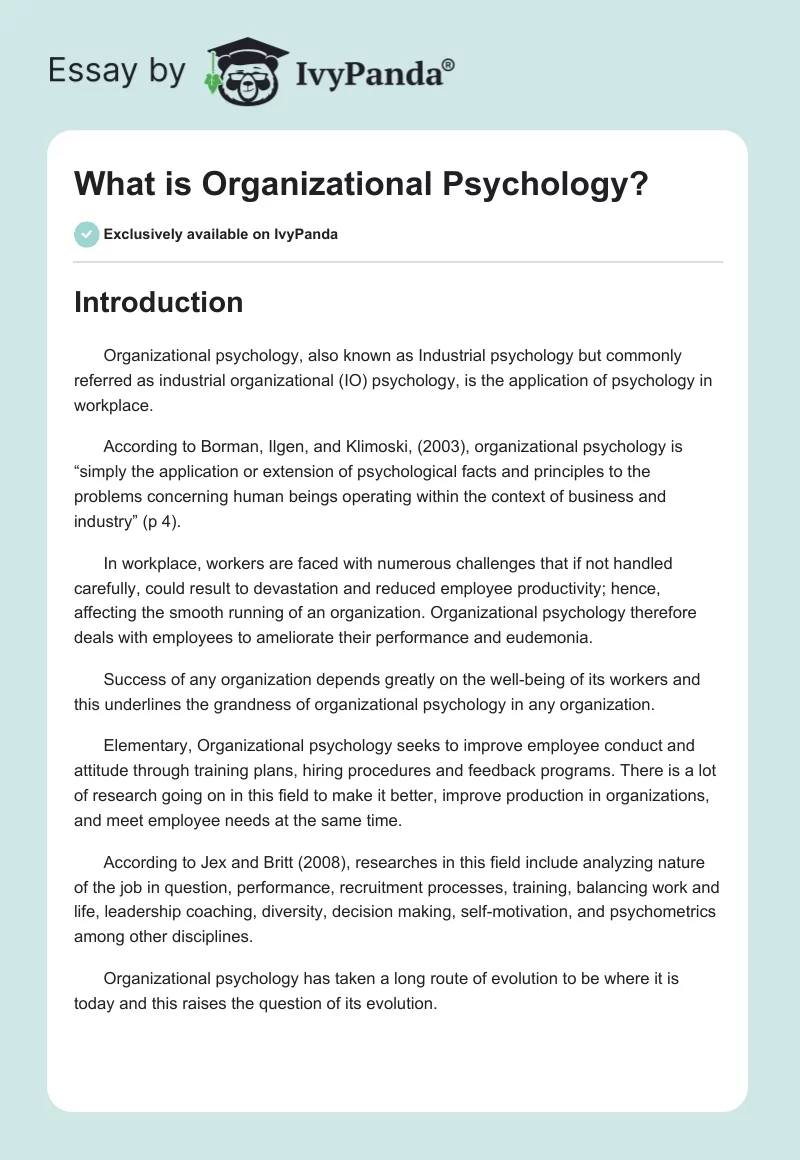 organizational psychology research paper topics