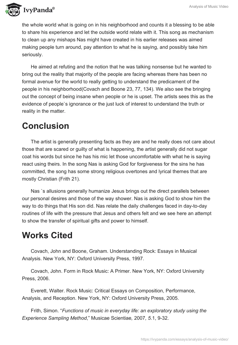 Analysis of Music Video. Page 3