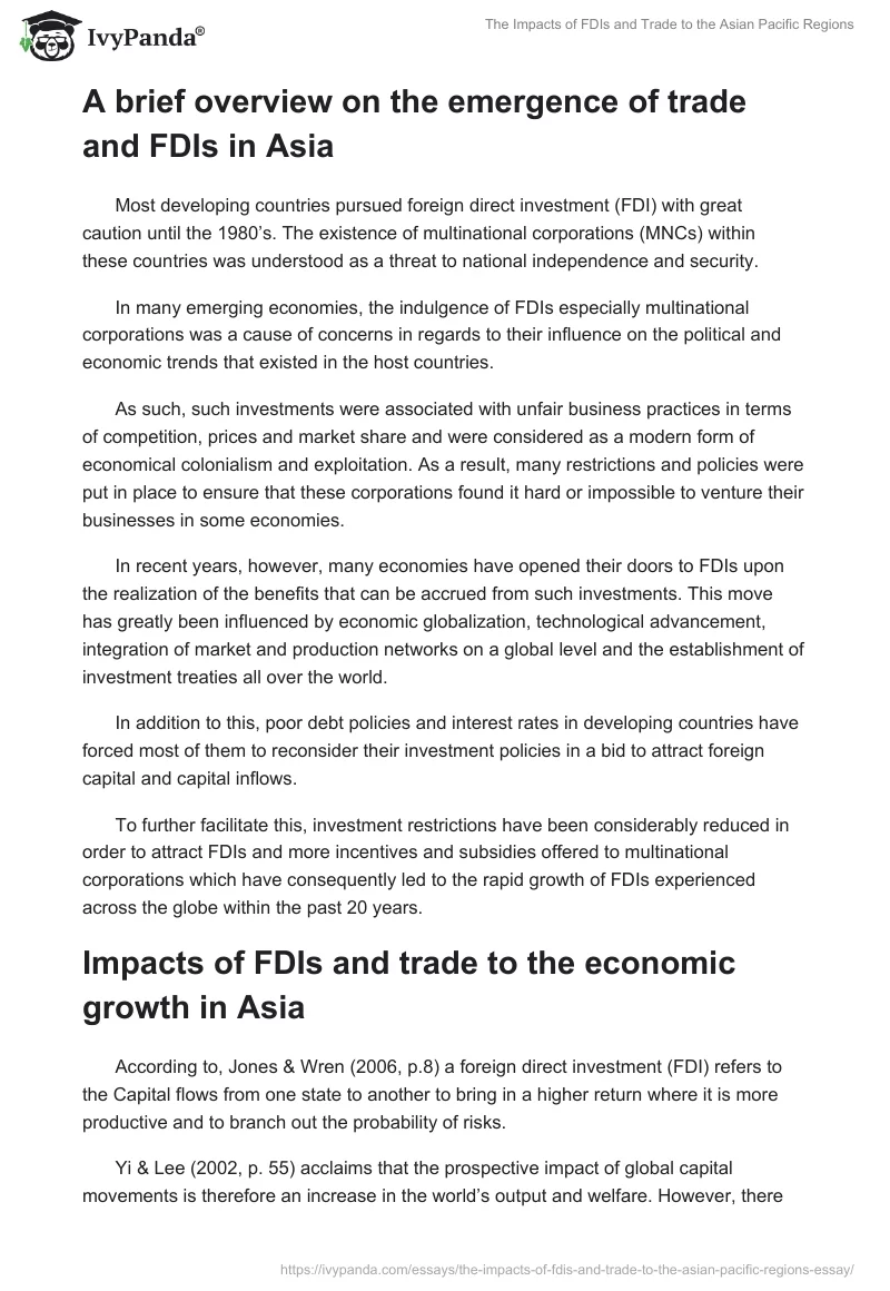 The Impacts of FDIs and Trade to the Asian Pacific Regions. Page 2