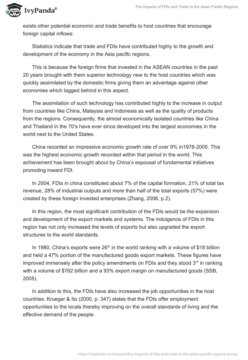 The Impacts of FDIs and Trade to the Asian Pacific Regions. Page 3