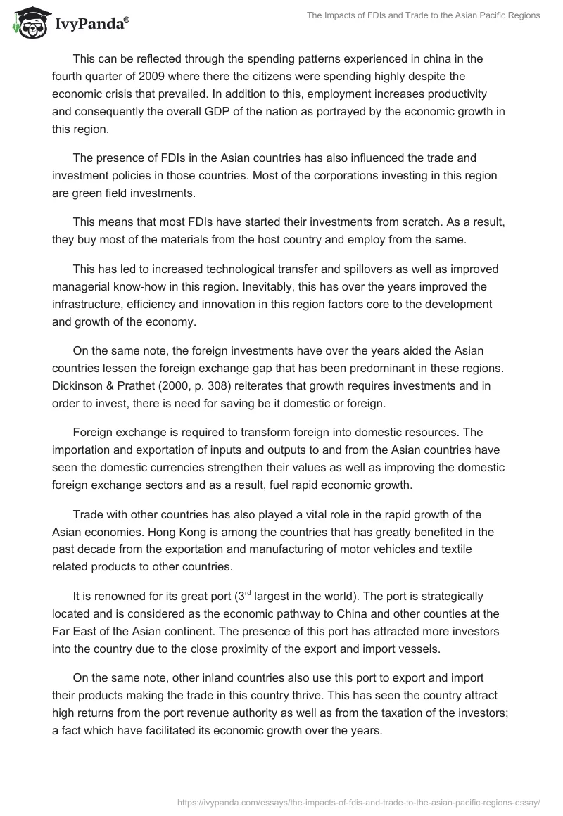 The Impacts of FDIs and Trade to the Asian Pacific Regions. Page 4