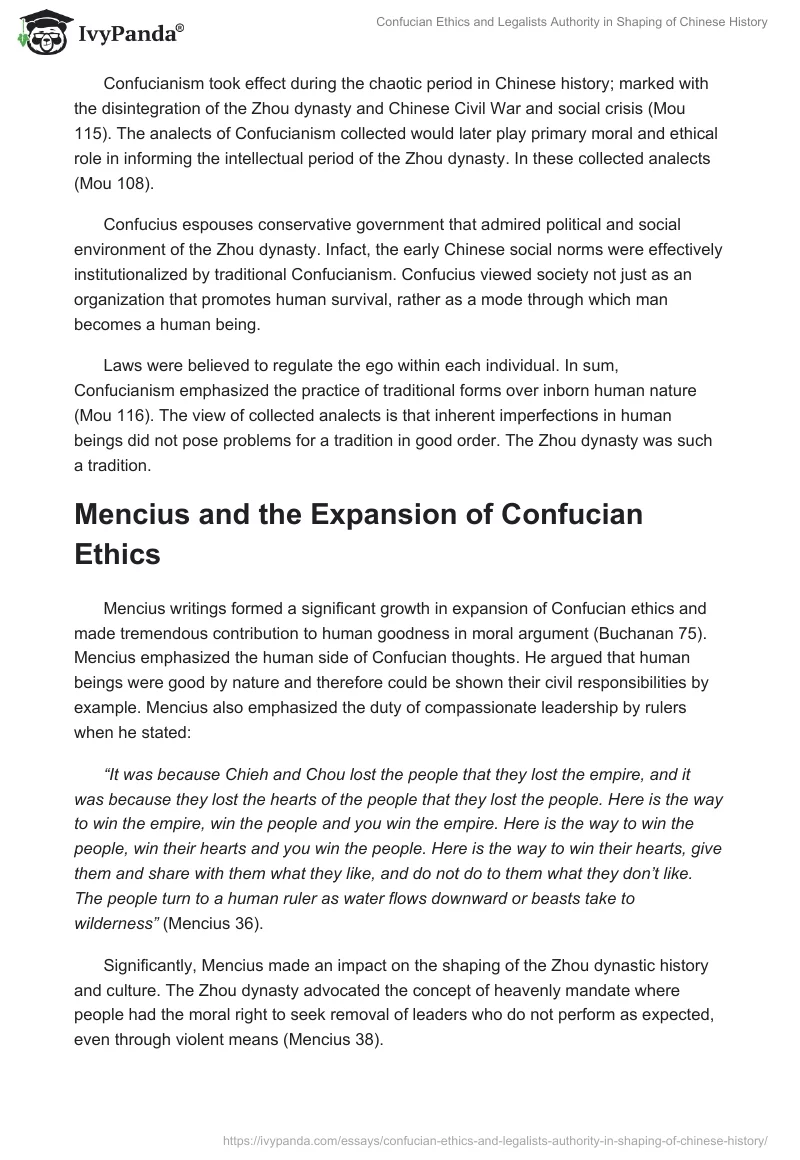 Confucian Ethics and Legalists Authority in Shaping of Chinese History. Page 3