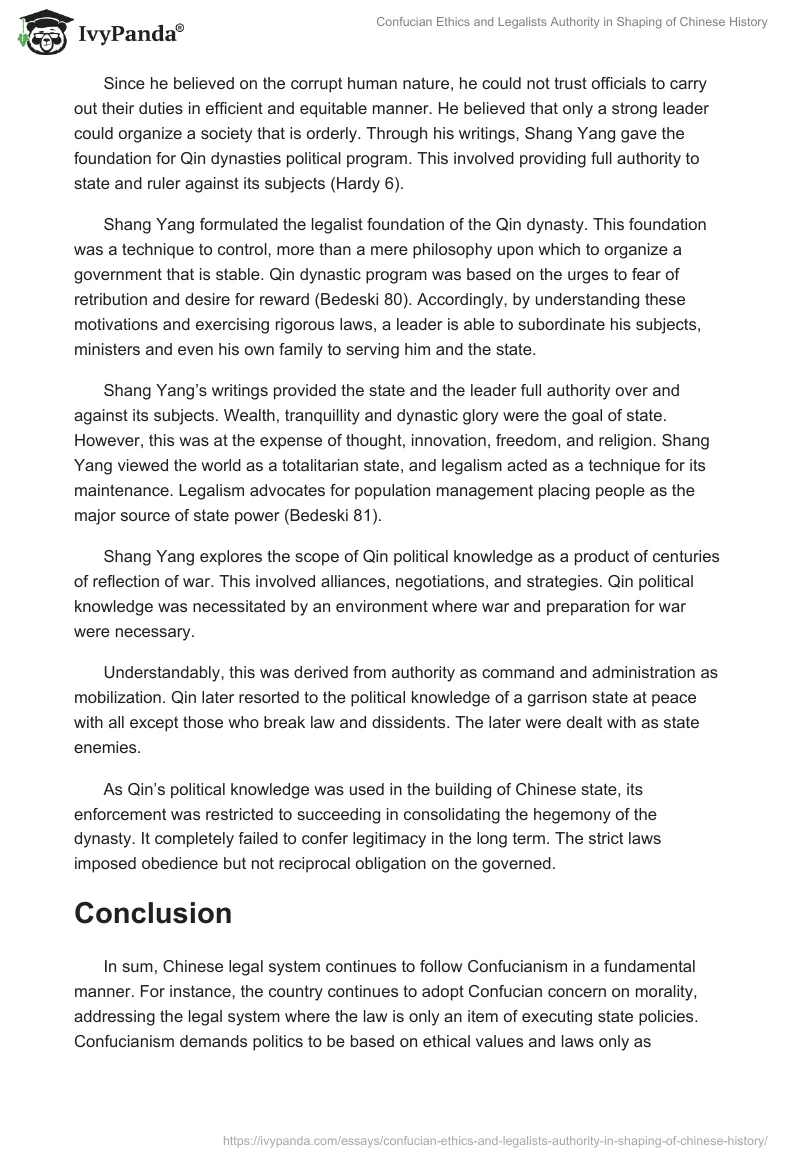 Confucian Ethics and Legalists Authority in Shaping of Chinese History. Page 5