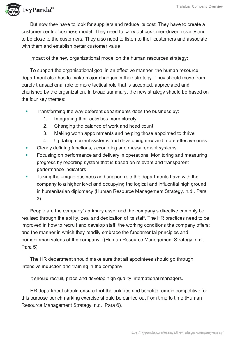 Trafalgar Company Overview. Page 2