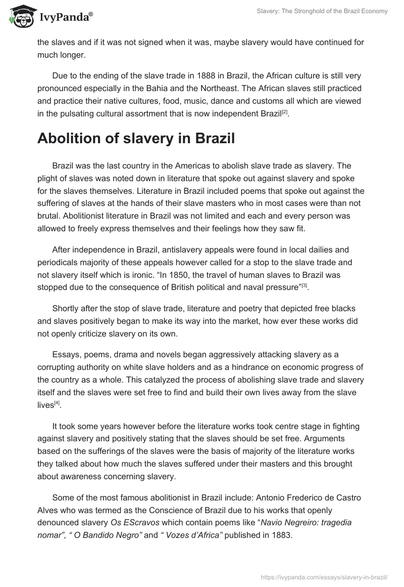 Slavery: The Stronghold of the Brazil Economy. Page 2