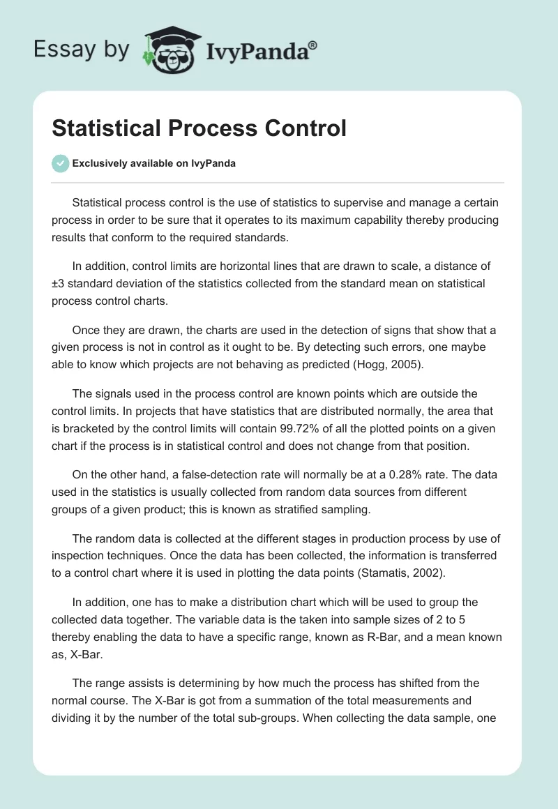 Statistical Process Control. Page 1