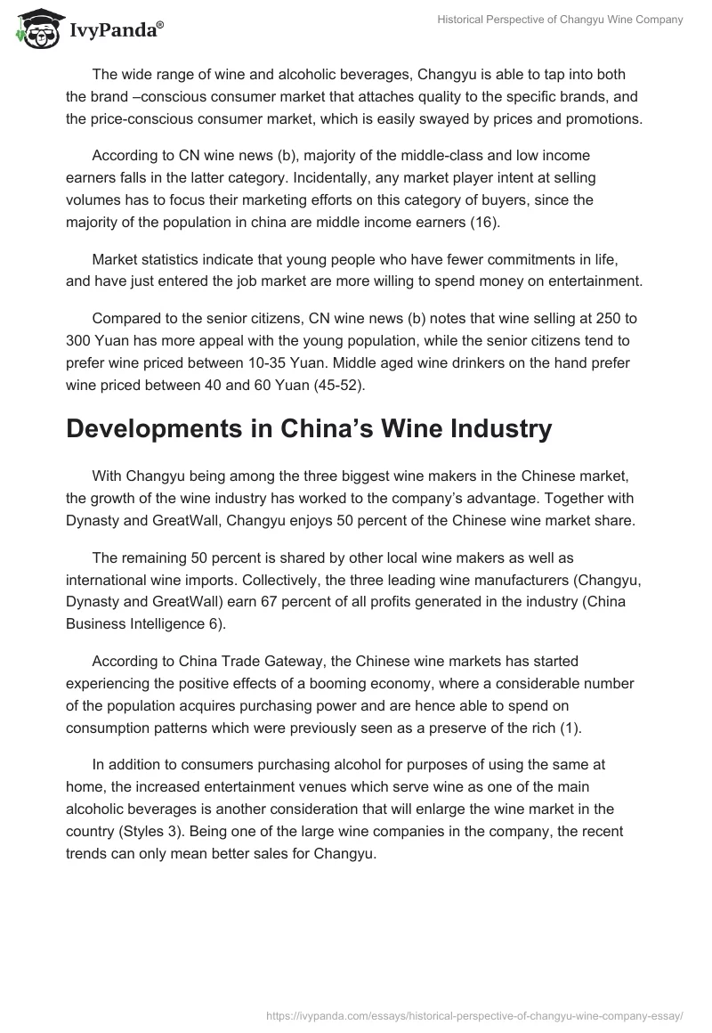 Historical Perspective of Changyu Wine Company. Page 5