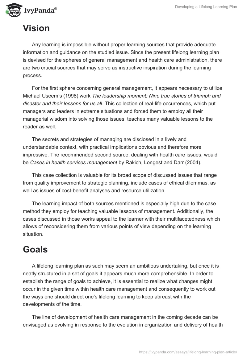 Developing a Lifelong Learning Plan. Page 2