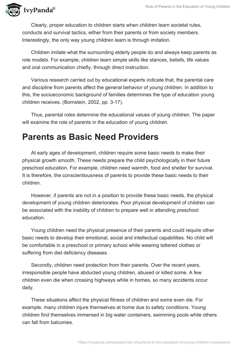 Role of Parents in the Education of Young Children. Page 2