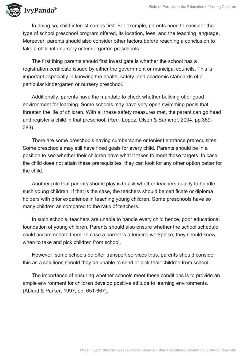 Role of Parents in the Education of Young Children. Page 4